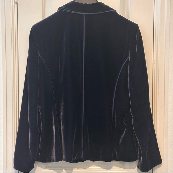 Jones New York Womens Velvet Blazer Jacket 14W Navy Rayon & Silk Blend - Picture 2 of 5